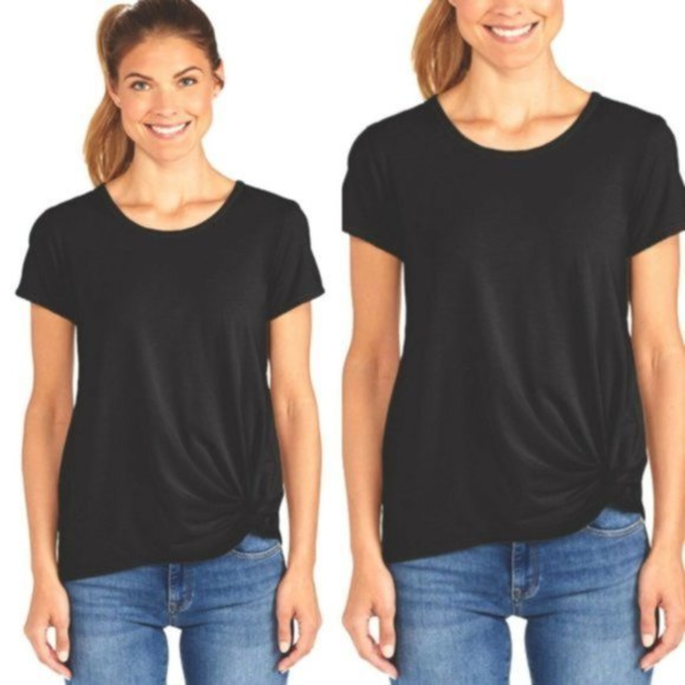 New Fresh Produce Small S Noa Black Knot Front Stretch Supima Cotton Shirt Tee